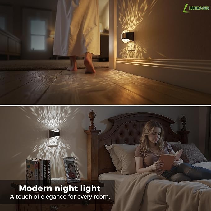 L LOHAS LED Night Lights Plug into Wall 2 Pack,Night Light for Kids | Dusk to Dawn Sensor,1600K/3000K/5000K Projector Light for Kids Playroom Home Theater Party