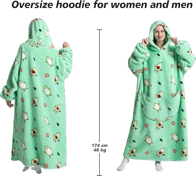 Blanket Hoodie, Long Hooded Blanket Sweatshirt as Birthday Gifts for Women Men, Long Wearable Blanket for Women Men.