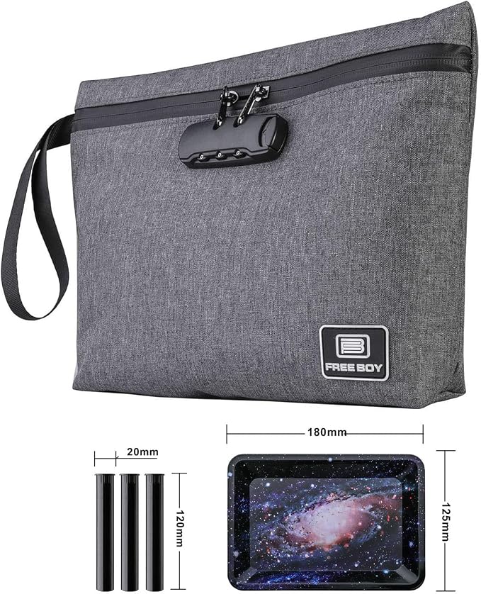 Free Boy Smell Proof Bags 11.8"x8.6"Durable Odor Proof Stash Bag with Combination Lock,Smell Odor Case Container