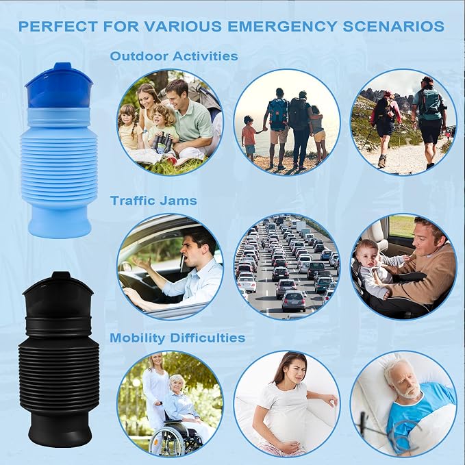 Pee Bottles for Men,Portable Urinal for Men,Collapsible Urine Bottle 750ML | Car Urinals for Men and Women,Emergency Urinal Bottle Shrinkable Pocket Toilet for Travel,Camping,Traffic Jam,Road Trips