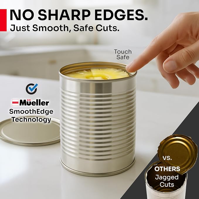 MUELLER HOME SmoothEdge Auto Electric Can Opener, Black | Battery-Operated, One-Touch with Magnet Lid Lifter, Portable Hands-Free Automatic, For Seniors & Arthritis