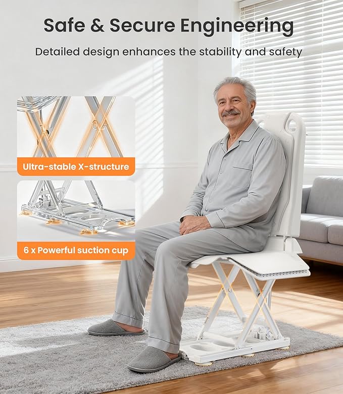 2-in1 Electric Chair Lift, Stand Up Independently from Floor, Support Up to 300 LBS, Chair Lift for Elderly, Help You Stand Up for Living Room & Bathtub