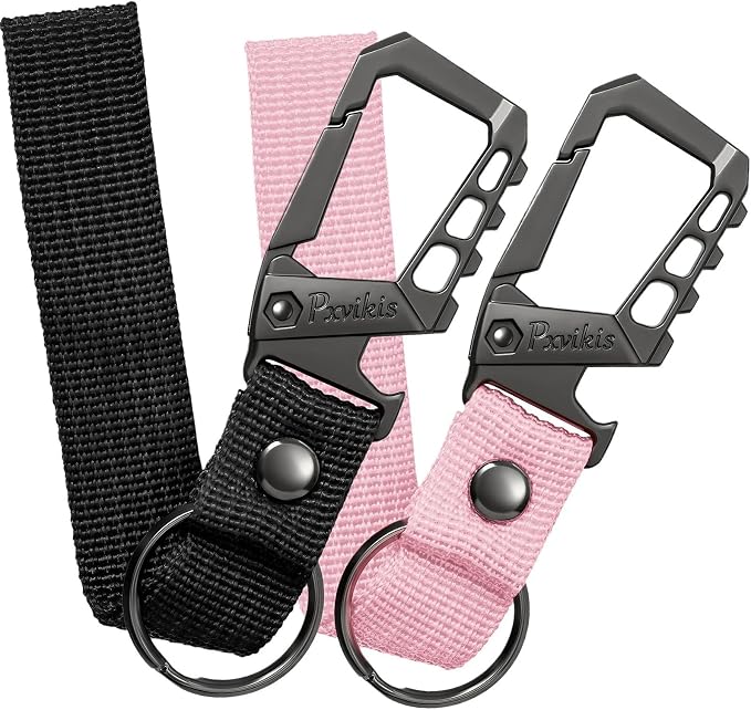 Metal heavy duty key chain carabiner clip bottle opener wrist lanyard ring car key fob unisex for men and women