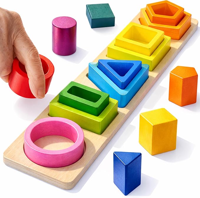 Dementia Toys for Seniors, Wooden Activities for Alzheimer Patients | Easy Color & Number Cognitive Dementia Product for Elderly, 15 Pieces Parkinson Game Puzzle Shape Pattern Matching Board Gift