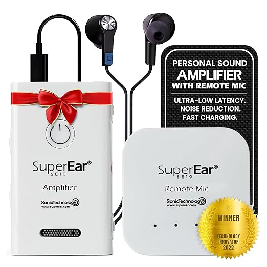 SuperEar NEW Model SE10 for Seniors - Hearing Amplifiers for Seniors Long Range Listening Device Sound Amplifier Listening Device Noise Cancelling - Remote Microphone PSAP TV Audio Accessories