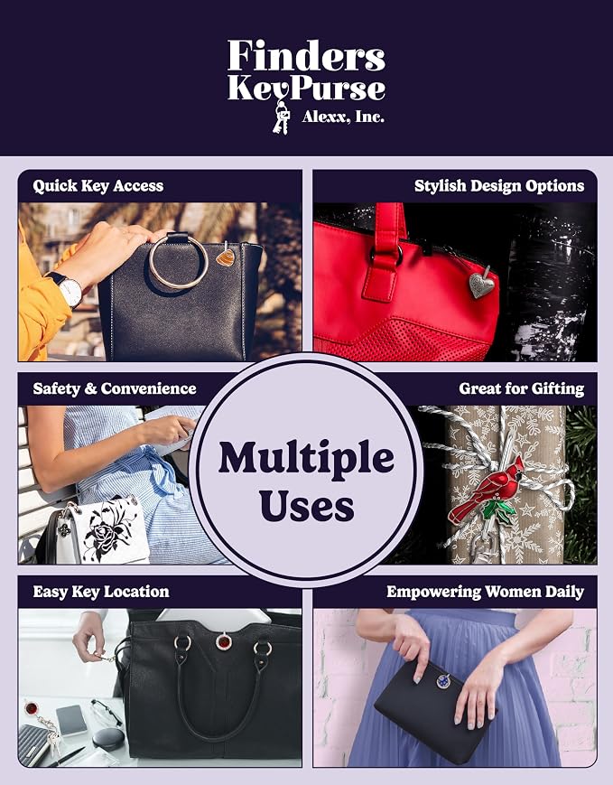 Women’s Bag Charm Key Finder, Car Keychain Hook, Cute Purse Organizer & Tote Bag Accessories, Gifts for Mom - Original