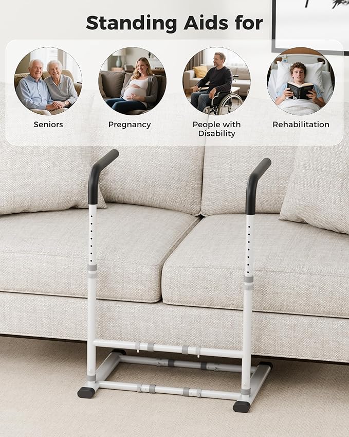 Couch Stand Assist Aid for Elderly, Sofa Chair Lift Assist Devices for Seniors Sit to Stand, Standing Aids & Supports, Pregnancy, Disabled, Floor Gap Height ≥ 1.4" Leg Gap ＞24", White