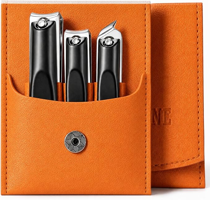 Nail Clippers Set, Fingernail and Toenail Clipper Cutters Kit | Ultra Sharp All-IN-ONE Kit: 15% Thicker Premium Sturdy Podiatrist Toe Nail Care Tools. Perfect Grooming Gifts with Case