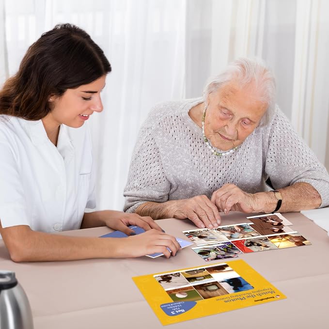 Keeping Busy Match Photo 3 Dementia Activities for Seniors | Alzheimer Products for Elderly Patients | Fun Memory Game Toy & Cognitive Brain Puzzle for Senior Citizens w/Memory Loss or Alzheimers