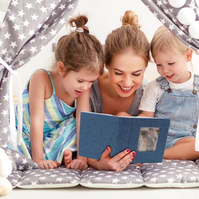 vivinin 2 Pack Photo Album 5x7, Linen Cover Photo Book, Small Photo Album Book for 36 Pockets Hold 72 Pictures, Picture Book for Photos Family Anniversaries Baby Vacations (Blue)