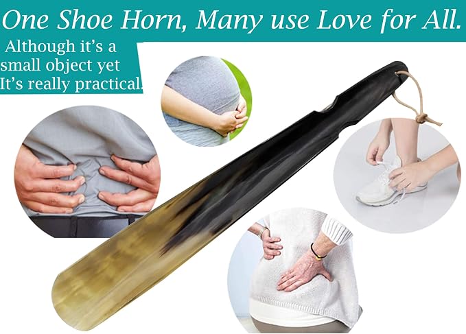 5MOONSUN5 Shoe Horn Made with Real Horn Handmade. Home or Travel Use. Shoehorn for Men or Women Shoes & Boots. Best Gift Idea. (HORN-16'')