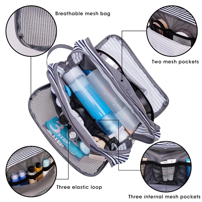 WANDF Travel Toiletry Bag for Men, Small Dopp Kit for Toiletries | Water-Resistant Fabric, Travel Bag for Toiletries, Compact Storage, Shaving Accessories, Weekend Trips