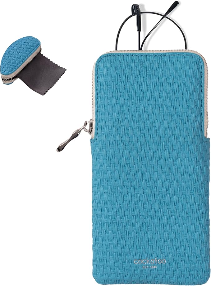 Cockatoo Portable Glasses Case, Drop-Resistant Eyewear Storage Pouch, Slim Soft Case for Sunglasses, with Cleaning Cloth