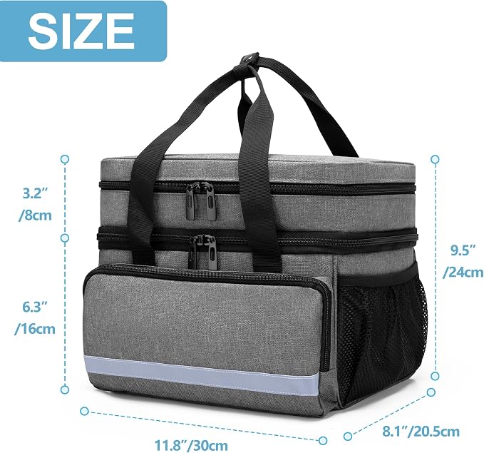 CURMIO Double Layers Pill Bottle Organizer, Medicine Storage Case, Gray | Emergency Medical Supplies for Home Care, for First Aid Kits, Multifunctional Bag, Home Storage, Dormitory, Travel, Empty Bag