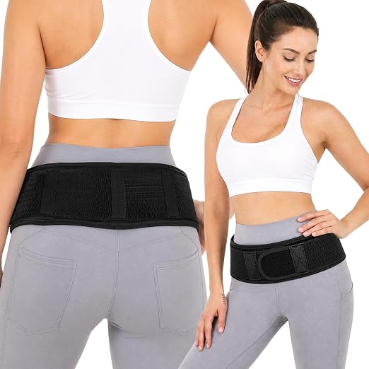 Modvel Pelvic Support Back Brace for Women and Men, Adjustable Sacroiliac Belt SI Belt for Sciatica, Lower Back, Hip and Pelvis Support with Dual Straps and Anti Slip Neoprene