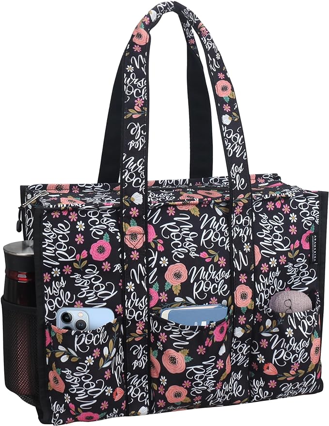 ABAMERICA Nurse Bags for Work Nursing Bag Multiple Pockets Waterproof Organizing Zip Top Clinical Bag for Nursing Students