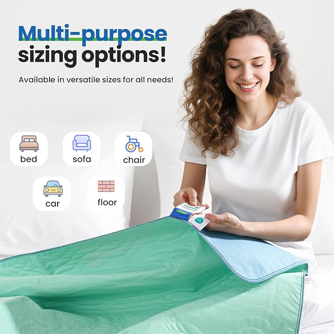 Chuck Pads Washable - 34"x52"(Pack of 1) - Reusable Bed Underpads for Adults - Chux Pads for Incontinence - Heavy Absorbency Waterproof Mattress Protector for Elderly, Bedwetting, Postpartum
