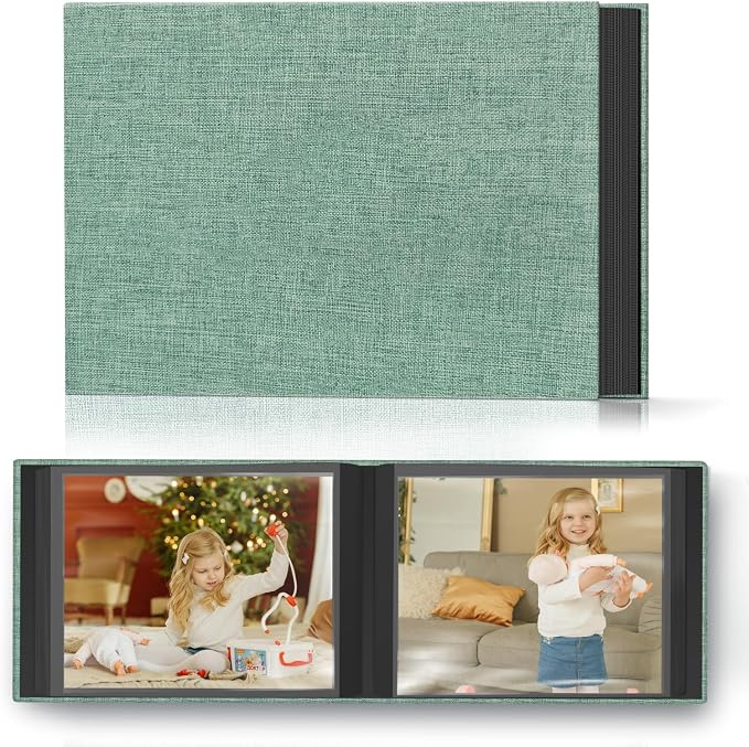 Popotop Photo Album 4x6 48 Pockets for Wedding Gifts,Linen Hardcover Picture Albums for Family Anniversary Baby Vacation Pictures