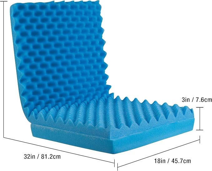 DMI Egg Crate Sculpted Foam Car Seat Cushion, Office Chair Cushion Relieves Back Pain, Tail Bone Pain, Sciatica, 32 X 18 X 3, Full Back (Pack of 2)