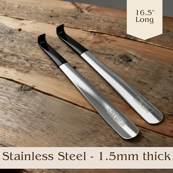 FALKON Shoe Horn Long Handle- 16.5" Metal Shoe Horn for Women, No More Awkward Bending, TSA Friendly