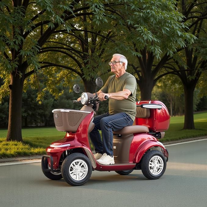 VEVOR Heavy Duty 4-Wheel Mobility Scooter, Powerful 1000W Brushless Motor, 500 lbs Capacity, 21.5 Miles Long Range, All Terrain Mobility Scooter with Lockable Trunk for Seniors & Adults