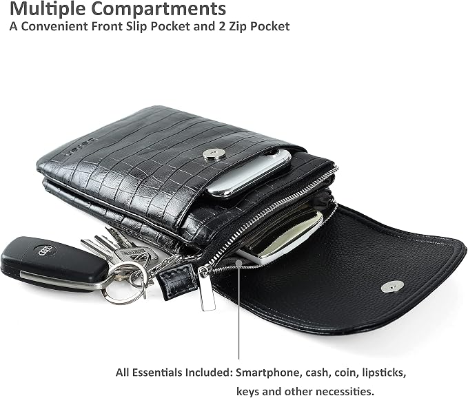 befen Genuine Leather Small Crossbody Bags for Women Cell Phone Travel Bag | Soft Real Leather, Adjustable Shoulder Strap, Card Slots, Compact Size, Daily Travel Shopping Outing Use, Phone Purse