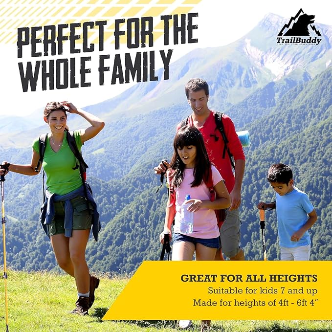 TrailBuddy Trekking Poles – Lightweight 7075 Aluminum Hiking Poles for Women, Men & Seniors – Collapsible or Foldable Walking Sticks for Travel, Trails & Balance