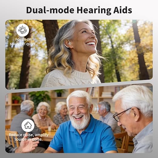 Hearing Aids for Seniors with Noise Cancelling - FDA Registered Invisible Hearing amplifiers,3 Modes,60hrs Chargingcase,Lightweight Amplifier for Elderly Men and Women