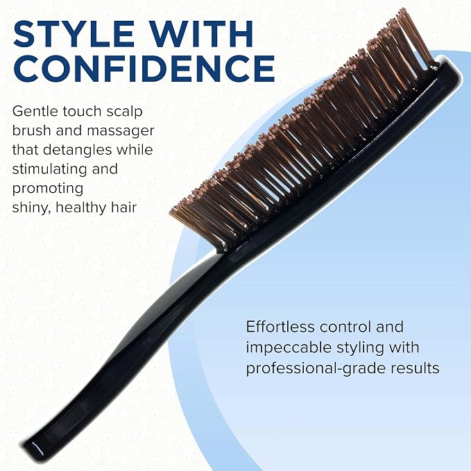 Giorgio GIO1-2BLK Black Set of 2 Gentle Touch Detangler Hair Brush for Men Women and Kids. Soft Bristles for Sensitive Scalp. Wet and Dry for all Hair Types. Scalp Massager Brush Stimulate Hair Growth