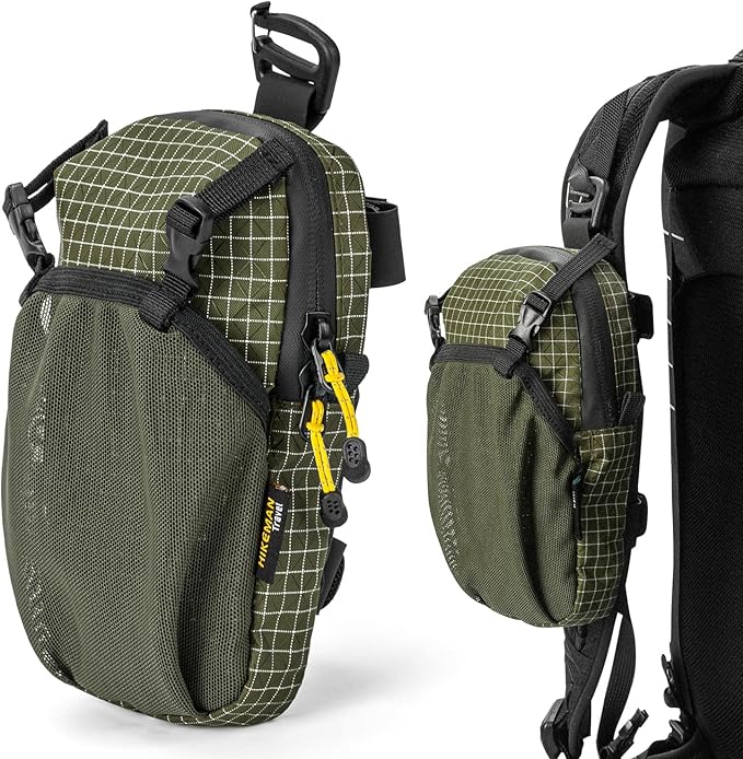HIKEMAN Backpack Shoulder Strap Pouch - Smartphone Strap Pack,Waterproof Backpack Strap Pocket Attachment Bag for Hikers,Small Crossbody Bag Waist Pack for Sports Hiking Camping (Army Green)