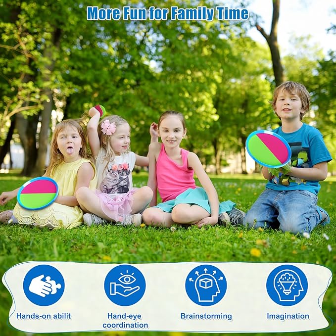 Aywewii Toss and Catch Ball Set, Boys Toys for 3 4 5 6 7 8 Year Old, Sports Gifts for Kids, Outdoor Games for Yard Backyard Camping Beach Pool Family Party, 6 Paddles & 3 Balls