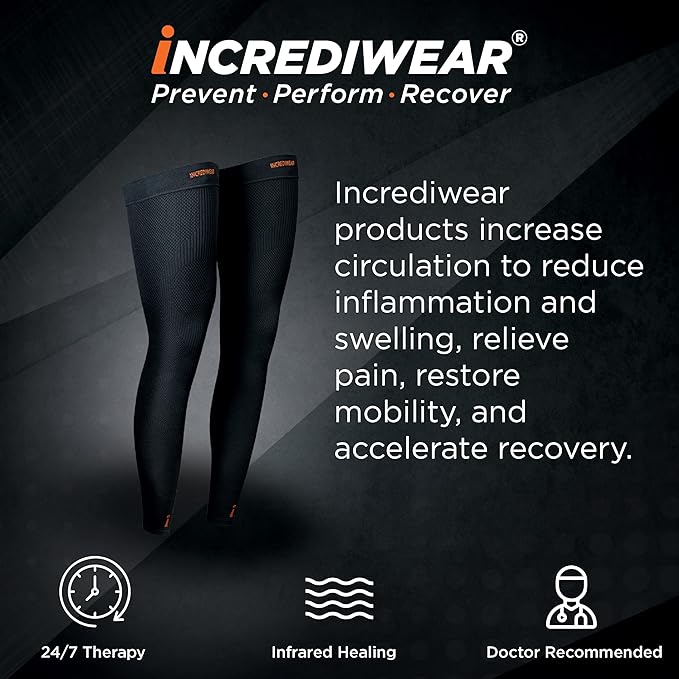 Incrediwear Leg Sleeve 2pk – Full Length Long Leg Sleeve for Leg Pain Relief & Muscle Recovery, Helps Reduce Swelling & Inflammation, Promotes Circulation, Leg Sleeves for Men & Women (Black, X-Large)