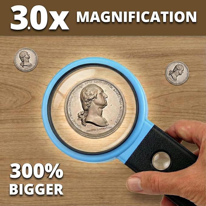 Vision Aid 30x Hands-Free Magnifier with Ultra Bright 36 LED Lights and Case - 40x Loupe Magnifying Glass with Stand for Reading Jewelry Coins Watch Hobby Crafts Close Work