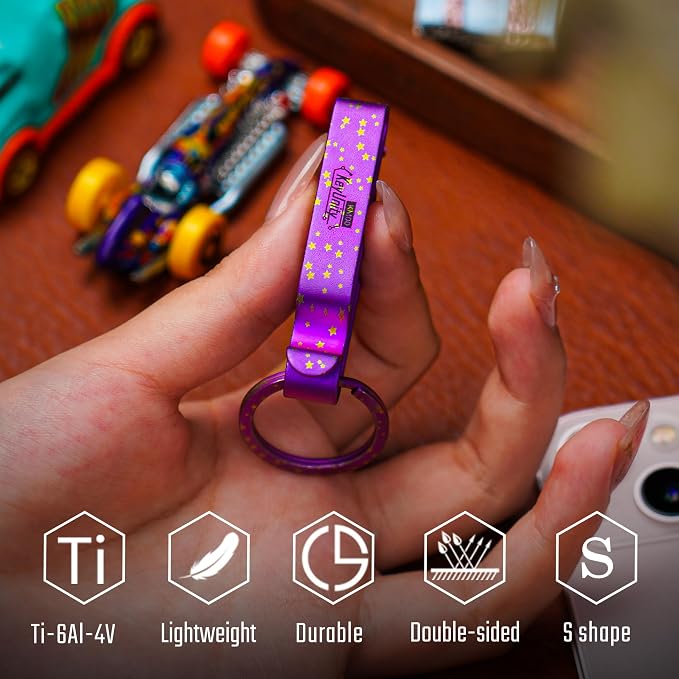 KeyUnity KM00 Titanium Belt Loop Keychain Clip Double Side Quick Release Key Holder with Detachable Key Ring