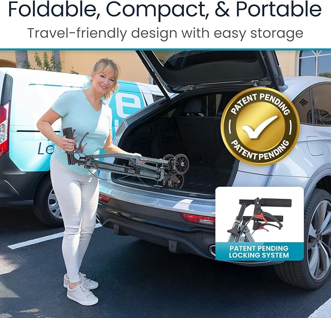 Vive Mobility Lightweight Walker for Seniors - Narrow, Folding Walker | W/Wheels for Small & Tight Spaces - Light Weight for Balance, Compact Doorways, Foldable - Portable & Collapsible for Travel