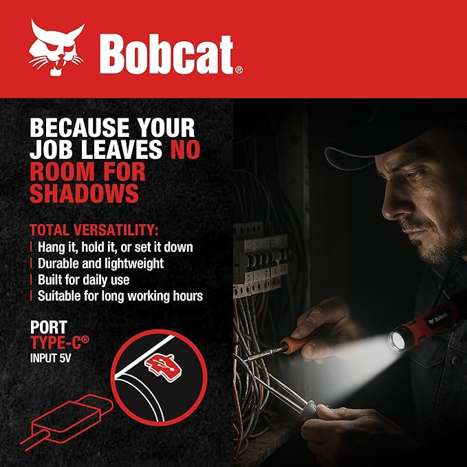 CJ TECH Bobcat Rechargeable Neck Light for Reading, Crafts, and Work – Flexible LED Reading Light Around Neck with 3 Modes, Magnetic Base, Type-C Charging – LED Hand Free Work Light