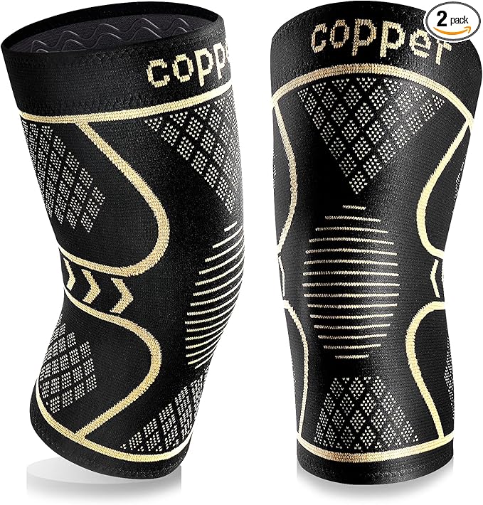 Copper Knee Braces for Women and Men 2 Pack, Knee Compression Sleeve for Knee Pain, Arthritis,ACL, Meniscus Tear, Joint Pain Relief, Knee Support for Running, Working Out, Fitness, Weightlifting-3XL