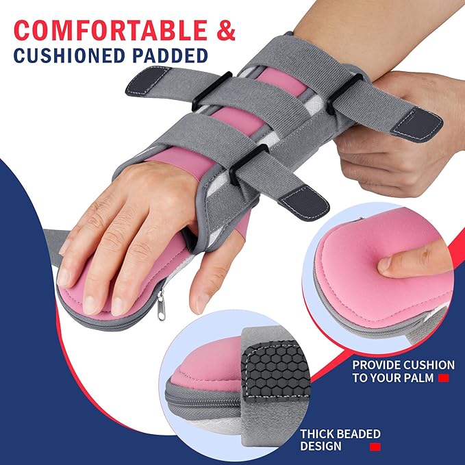 FEATOL Resting Hand Splint For Men and Women, Stroke Hand Night Immobilizer Pain Relief For Carpel Tunnel, Stroke Recovery, Right, Small