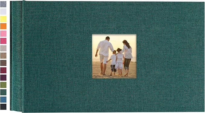 potricher Small Photo Album 4x6 100 Photos Linen Cover Picture Photo Book for Family Wedding Anniversary Baby Vacation (Dark Green,100 Pockets)