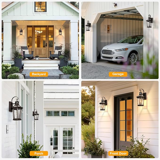 VIANIS Motion Sensor Porch Lights Outdoor Wall Sconce, Aluminum Dusk to Dawn Outdoor Lighting, Waterproof Oil Rubbed Bronze Gold Trim Exterior Lighting Fixtures, Outside Wall Lights for House, Garage