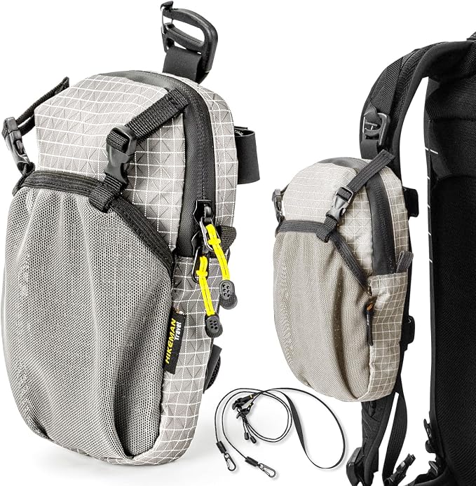 HIKEMAN Backpack Shoulder Strap Pouch - Smartphone Strap Pack,Waterproof Backpack Strap Pocket Attachment Bag for Hikers,Small Crossbody Bag Waist Pack for Sports Hiking Camping(Grey)