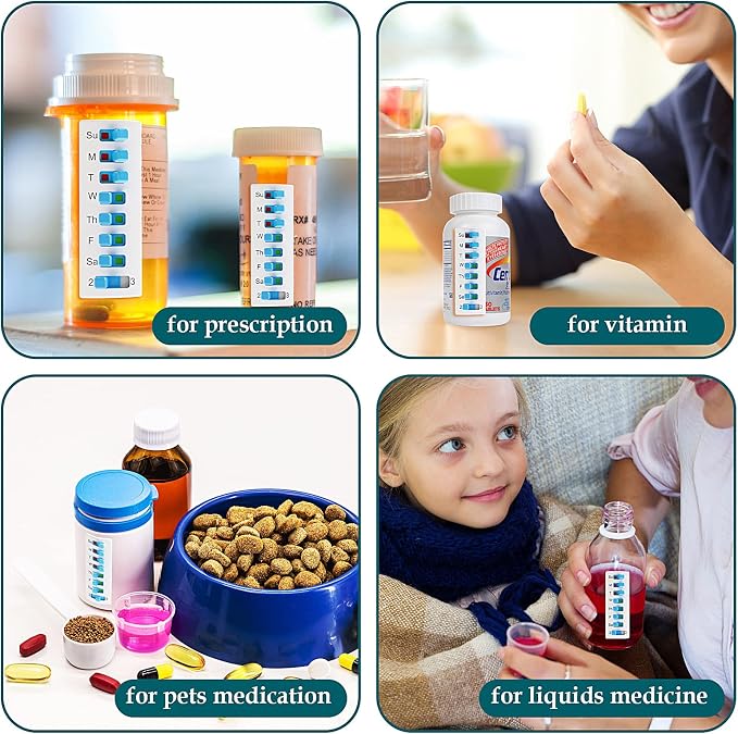 Pill Reminder 5Pack,Pill Tracker(Slide left to right),Reusable Medication Tracker on bottle,Easy to use Medicine Reminder,3 times a day 7 days a week Convenient Medicine Reminder For Home