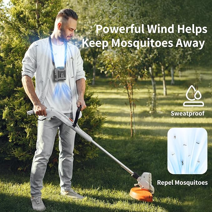 Socool 10000mAh Portable Waist Fan Clip on Wearable Belt Personal Fan Rechargeable Battery operated With 5 Speeds & Flashlight Neck Hands-Free 40H Cooling For Outdoor Camping Travel (Gray）