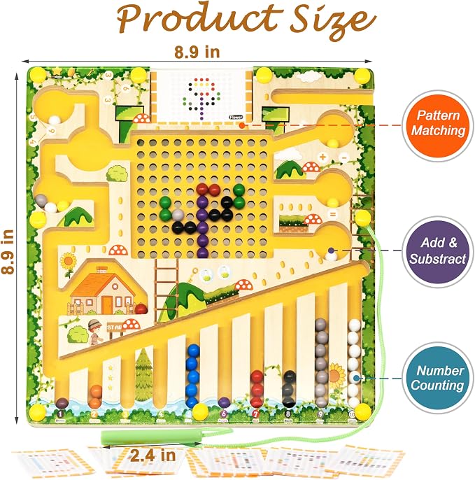 Alzheimers Products for Elderly, Memory Care Dementia Activities for Seniors, Magnetic Color & Number Puzzles for Parkinson Patients, Easy Sorting Matching Game Cognitive Maze Board Gadgets Gifts