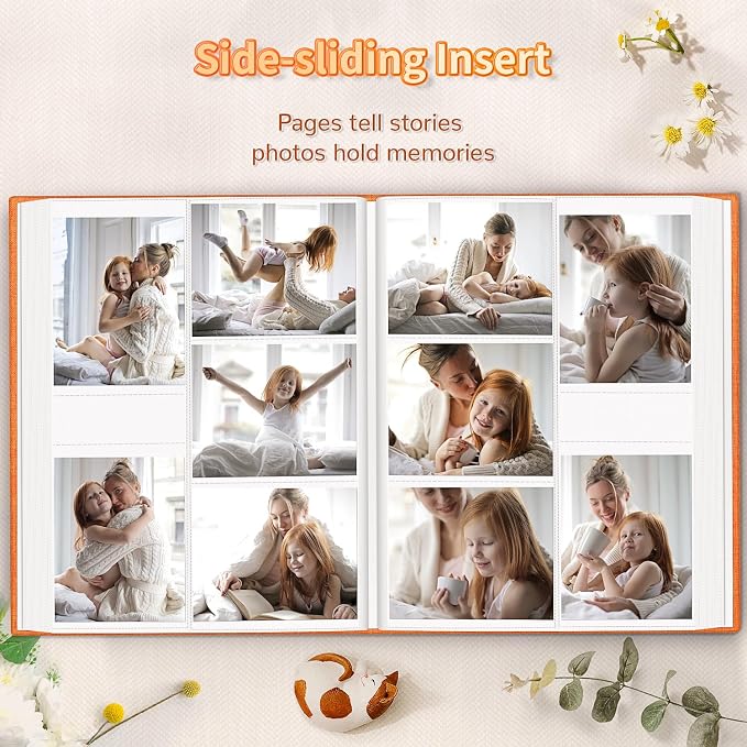 Artfeel Photo Album 4x6 with 600 Pockets,Slip-in Picture Albums,Linen Cover Memory Book with Front Window,White Page Vertical Photo Book for Wedding,Family,Anniversare,Baby,Vacation