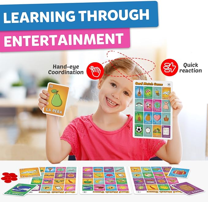 Quilinz Loteria Mexican Bingo,Juegos de mesa,Sight Word Bingo Games for Kindergarten,Great for Learning Spanish,Toddler Matching Game,sequence for kids,Preschool Learning Activities,Family Board Games