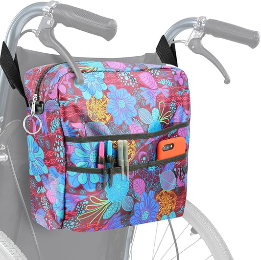 Vive Wheelchair Bag - Machine Washable, Double-Stitched, Water-Resistant Accessory Backpack for Rollators, Wheel Chairs, Walkers - Pouch with XL Pockets & Straps for Quick Installation