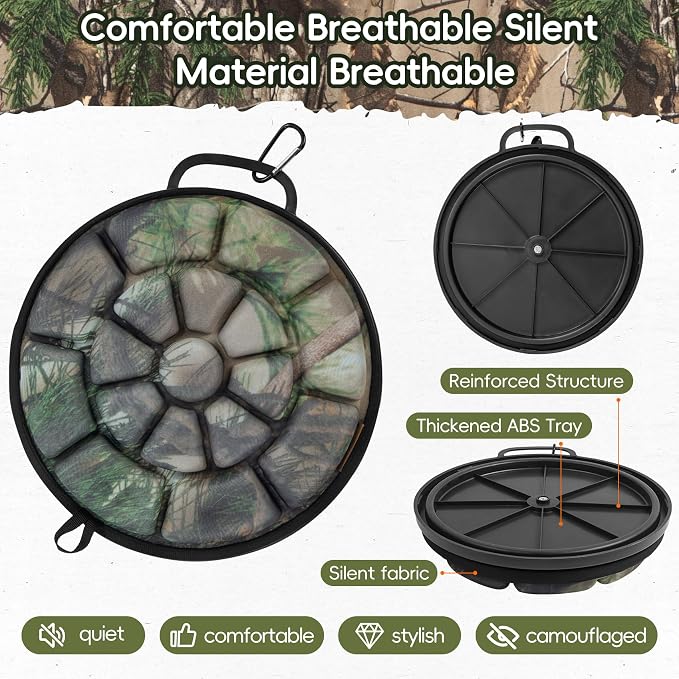 BLISSWILL Outdoor 5 Gallon Bucket Seat - 360° Swivel, Comfortable Foam Cushion for Hunting, Fishing, Gardening, Camping sportsman's Bucket lid