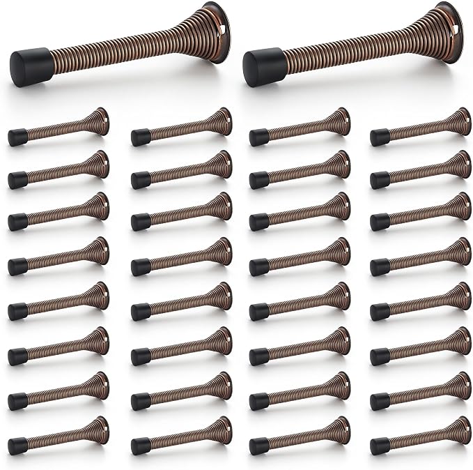 Ravinte Door Stoppers, 36 Pack Spring Door Stops with Rubber Bumper, Oil Rubbed Bronze Door Stoppers for Bottom of Door
