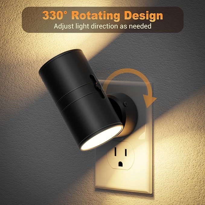 JandCase LED Night Light, Night Lights Plug into Wall with Dusk to Dawn Sensor, 5 Color Temperatures, Rotating Plug, Dimmable Nightlights, Adjustable Brightness for Bedroom Bathroom Hallway, 2 Pack